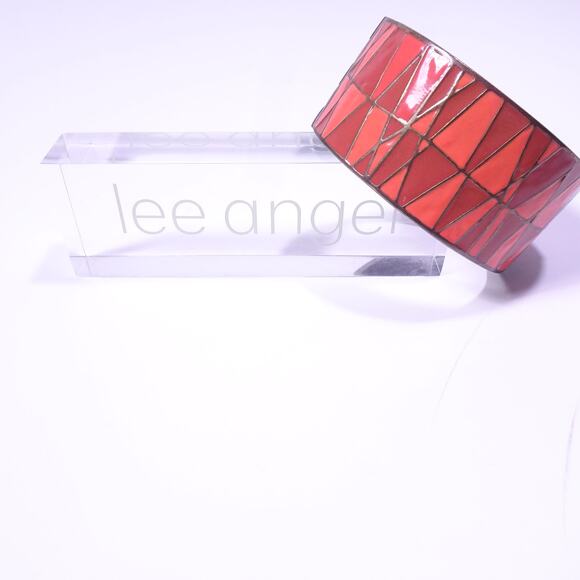 Neiman Marcus Lee Angel Enamel Zig Zag Colorblock Wide Cuff Bracelet NWT 310 - Picture 2 of 9